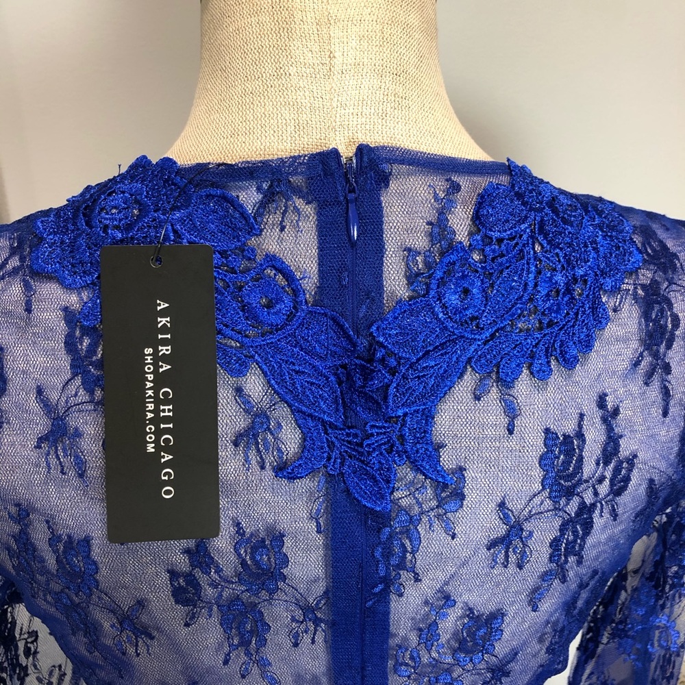 AKIRA Blue Lace Mini Dress - Picture 3 of 14